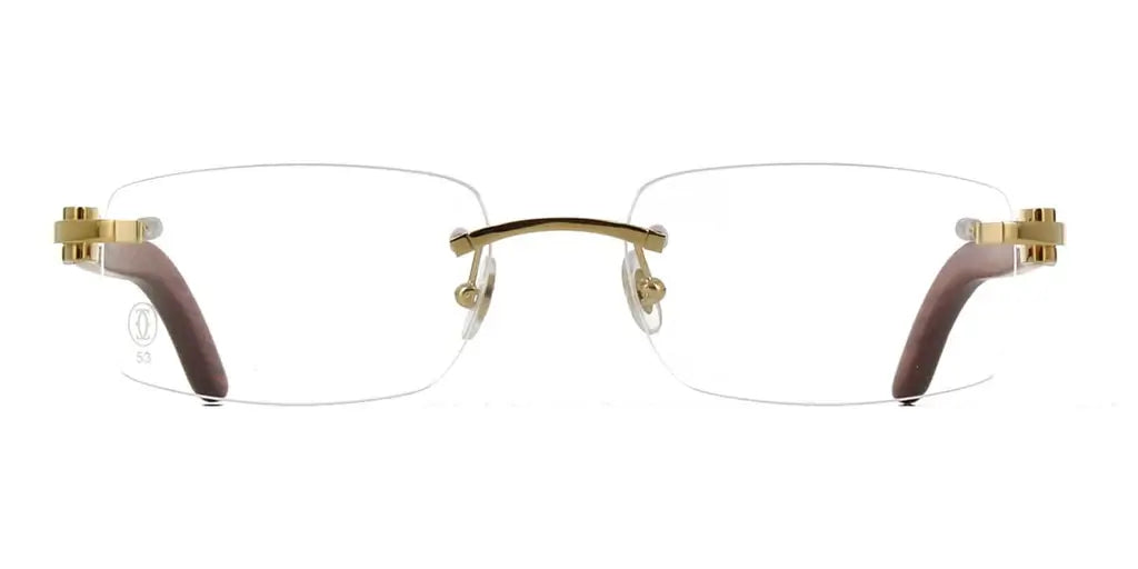 Cartier 0052O  gold & real wood 008   frame ,  size 53  - Dayal Opticals India