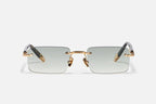 John Dalia R01 C501 Shiny Black & Green   size 54 Rectangle Sunglasses - Dayal Opticals