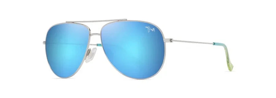 Maui Jim Hauoli Shiny Silver & Blue & Green  B665-17B Sunglasses, Size 59 – Dayal Opticals
