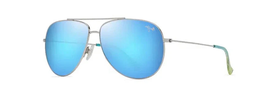 Maui Jim Hauoli Xl 
Shiny Silver & Blue & Green B674-17B Sunglasses, Size 62 – Dayal Opticals